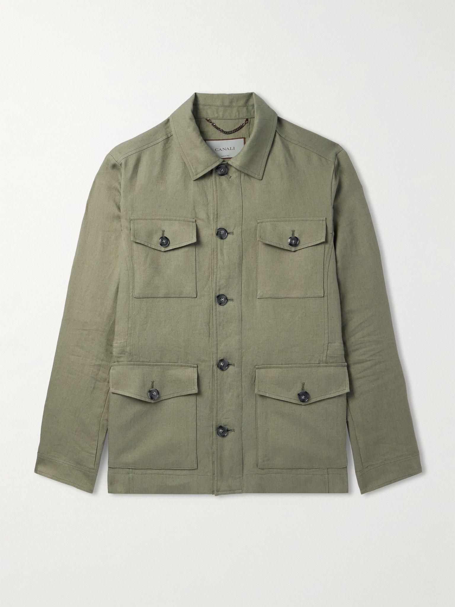 Linen-Canvas Jacket Green - 1