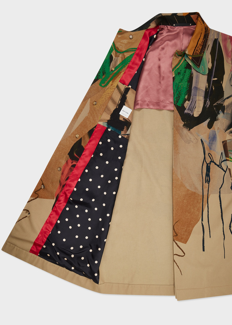 Oversized 'Life Drawing' Print Trench Coat 4