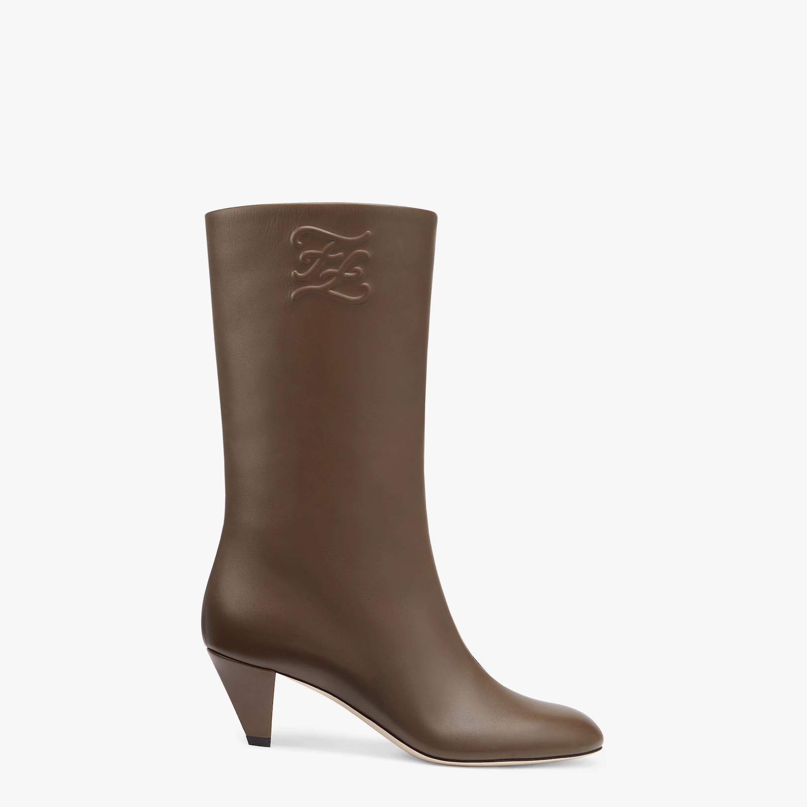 Brown leather boots with medium heel - 1