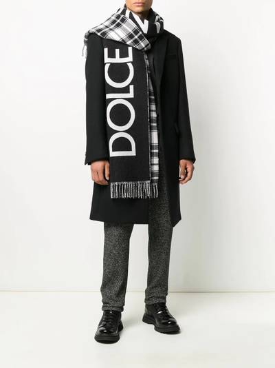 Dolce & Gabbana reversible logo cashmere-wool blend scarf with check print outlook