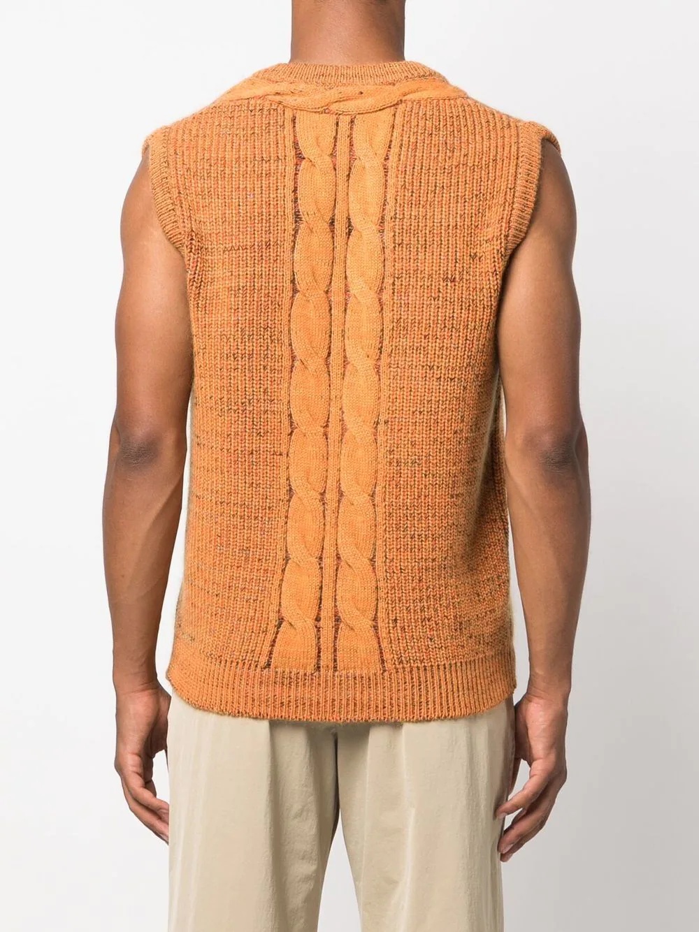 cable-knit v-neck vest - 4