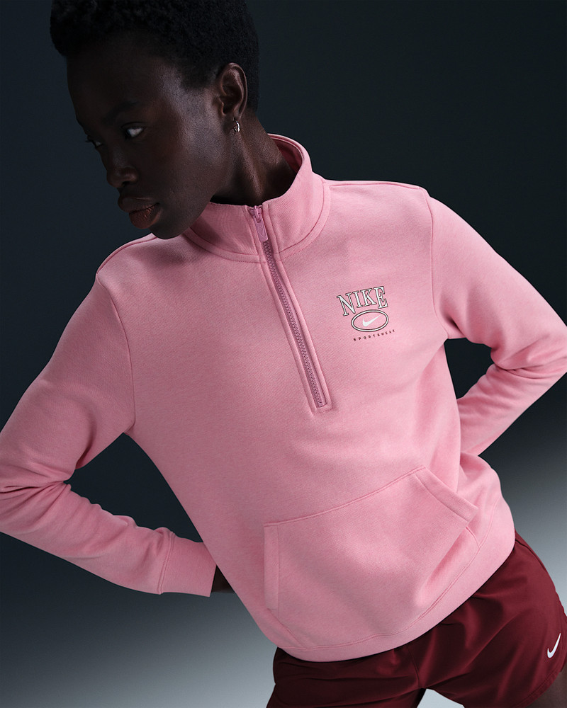 Nike Sportswear Club Fleece Women's Mock-Neck 1/2-Zip Graphic Top 1