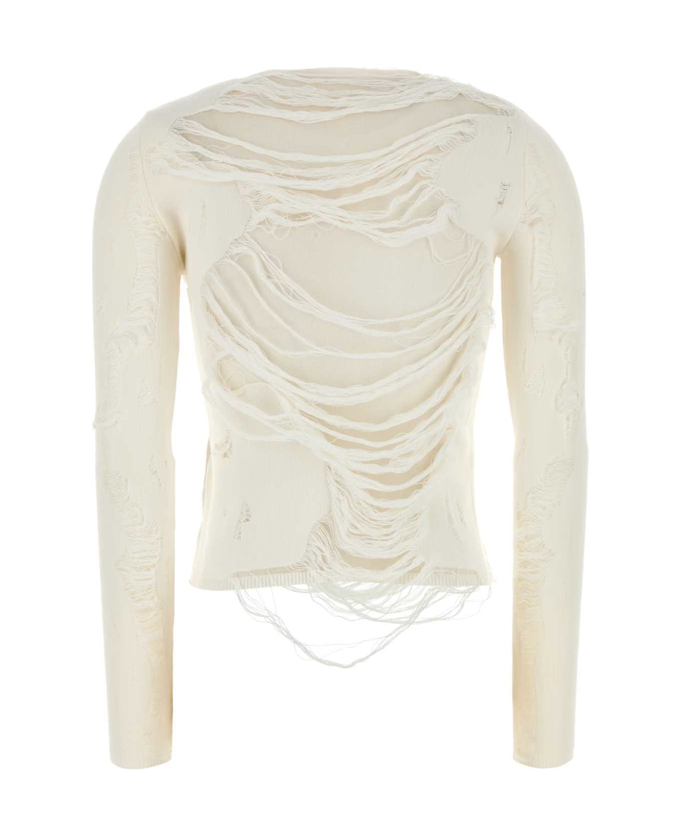 Ivory Cotton Blend Sweater - 2