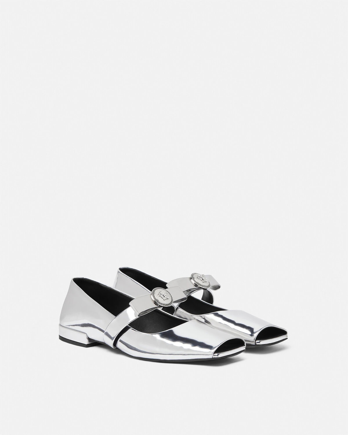 Gianni Ribbon Open Metallic Ballerinas - 2