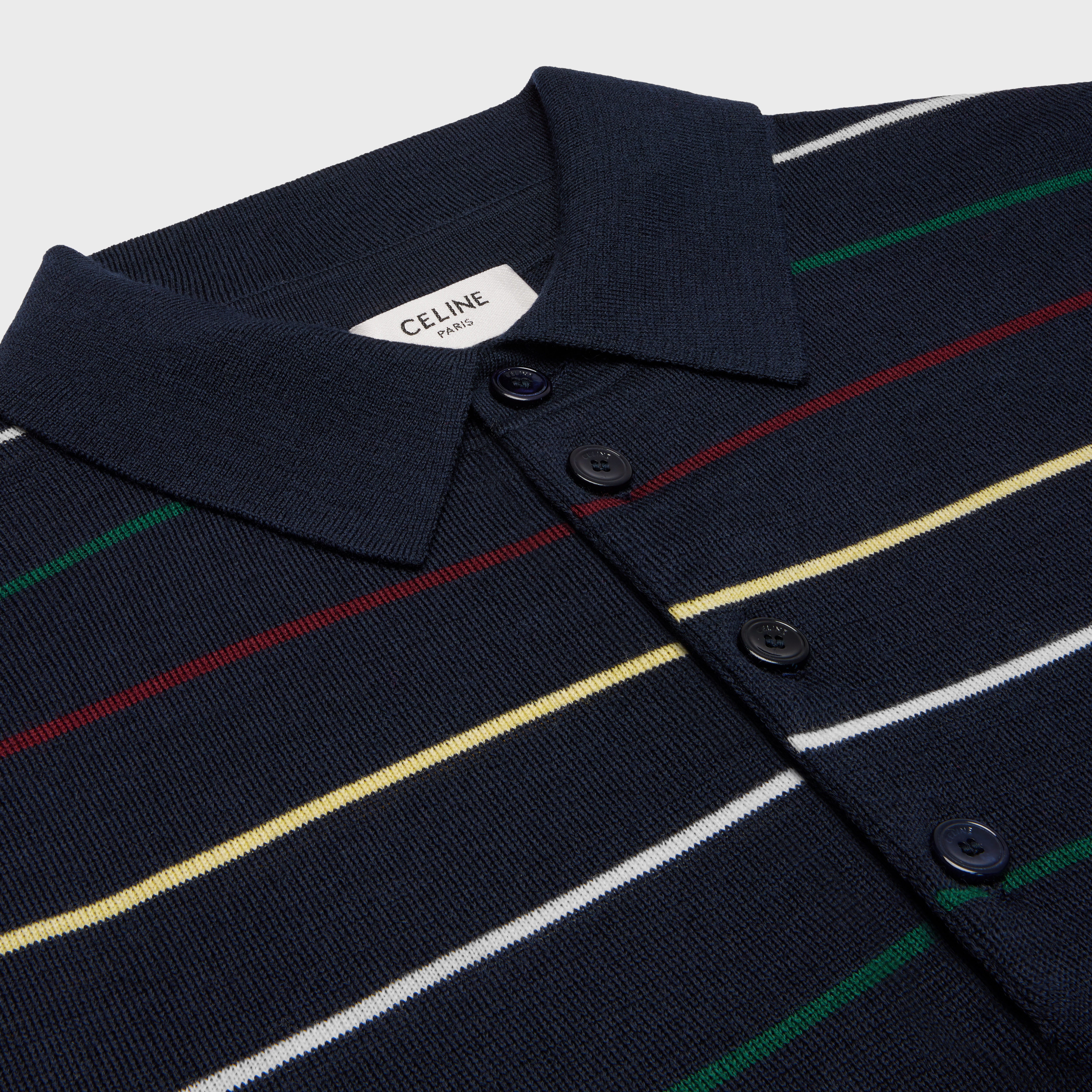 striped triomphe polo in fine wool - 3