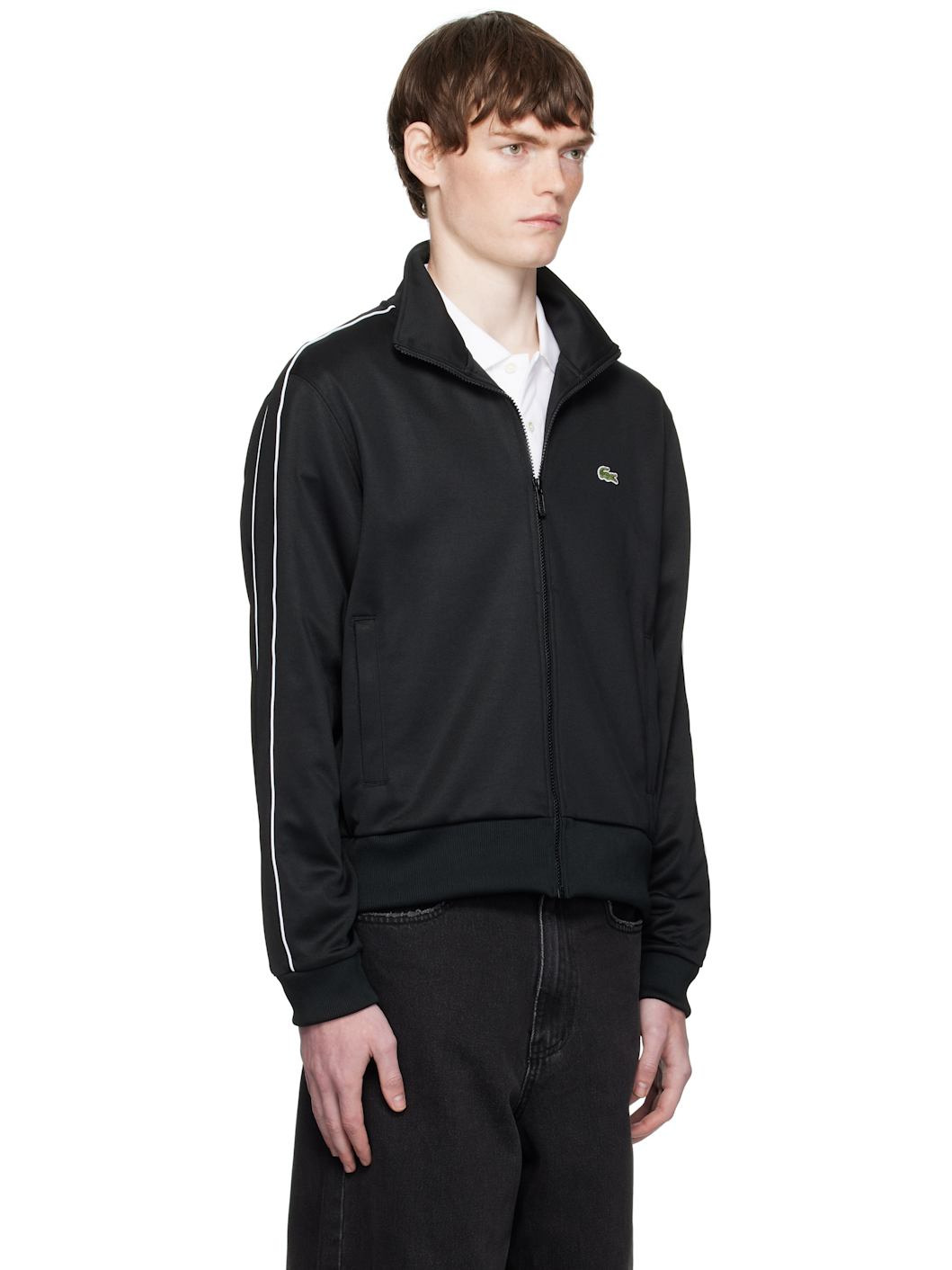 Black Paris Piqué Zip-Up Track Jacket - 2