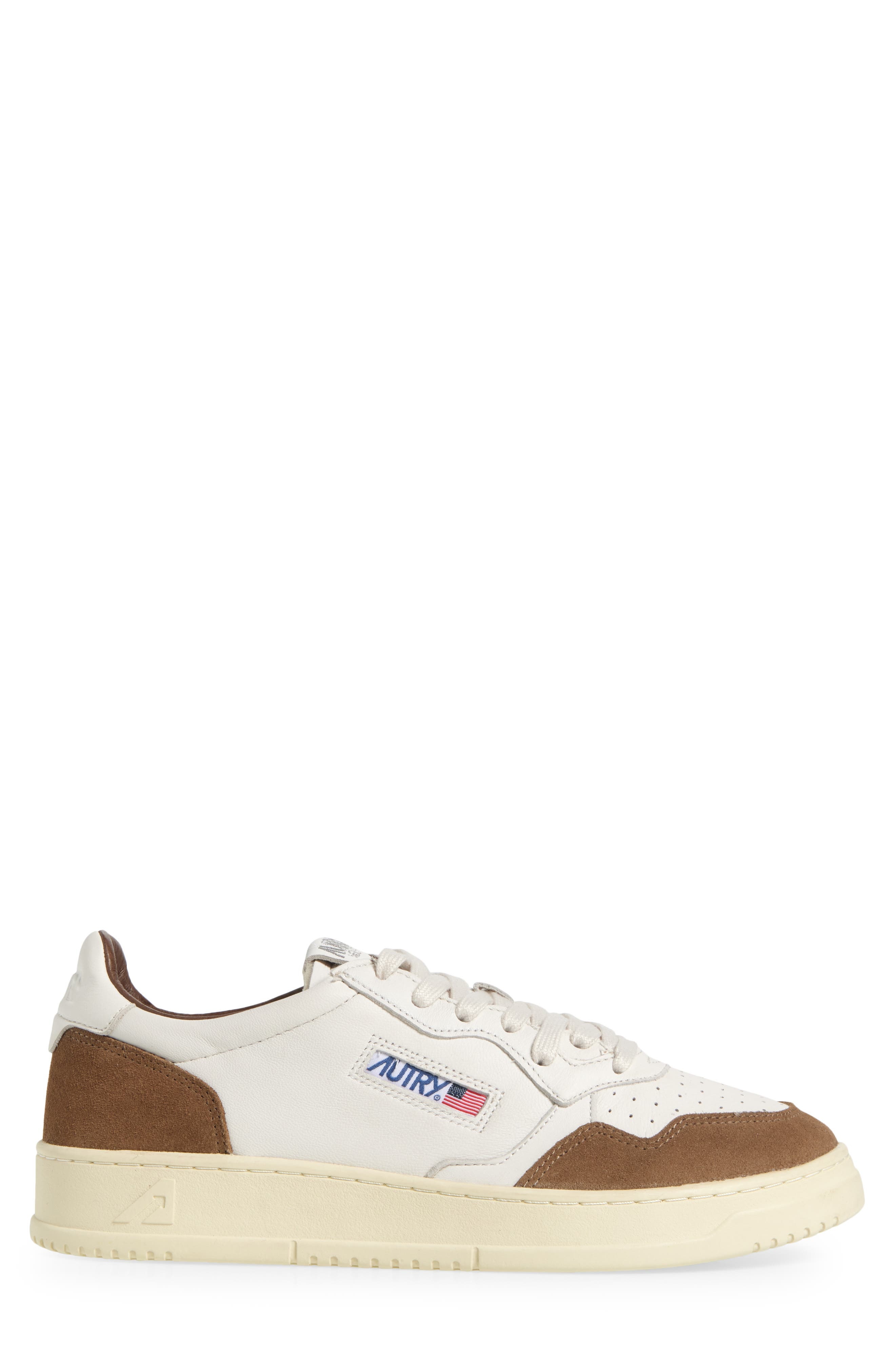 AUTRY Medalist Low Sneaker in Goat/Suede White/Cigar at Nordstrom - 3