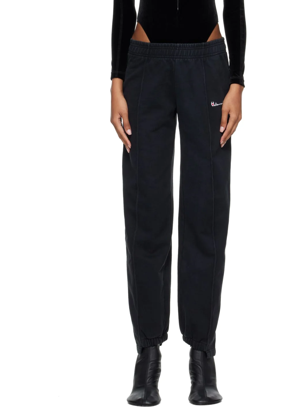 Black Athletic Logo Cut-Up Sweatpants - 1