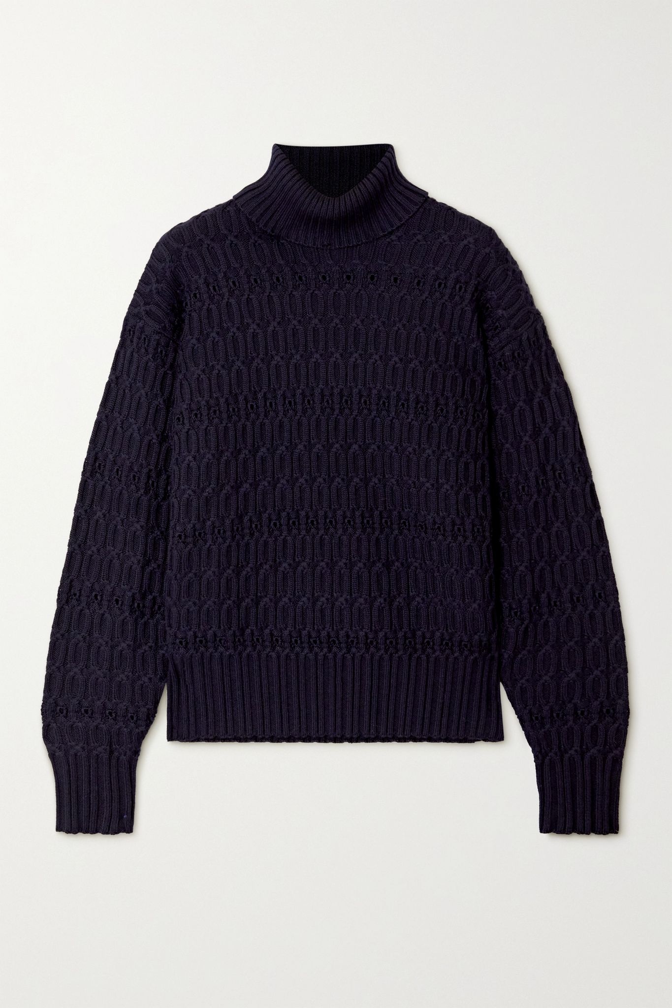 Cable-knit wool turtleneck sweater - 1