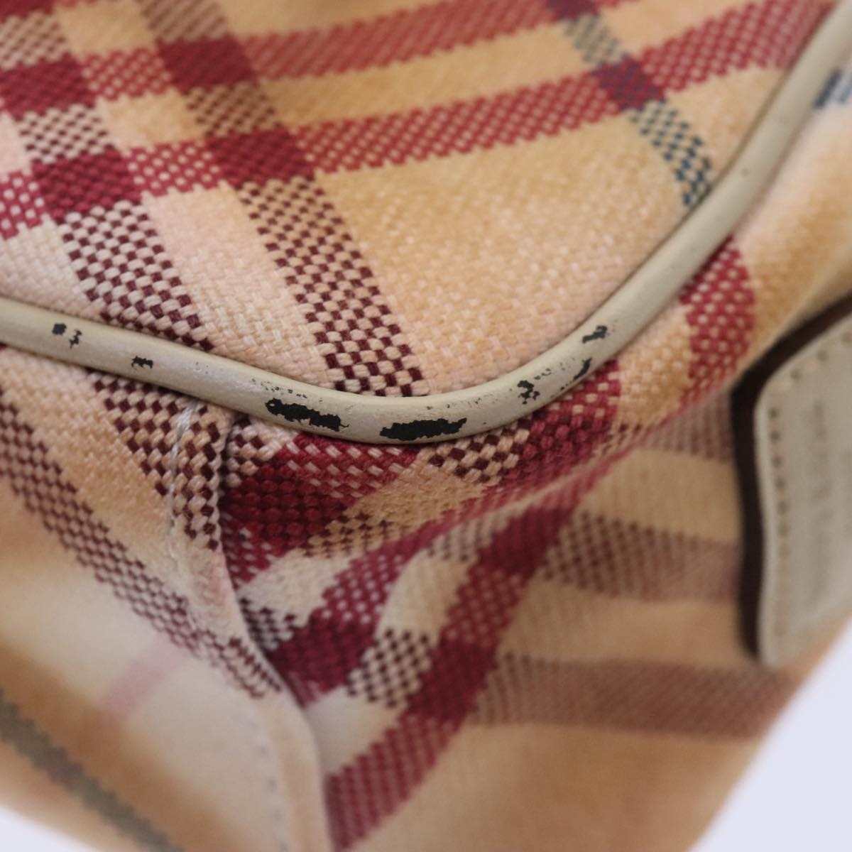 Burberry Nova Check Blue Label Shoulder Bag Canvas White Red - 9