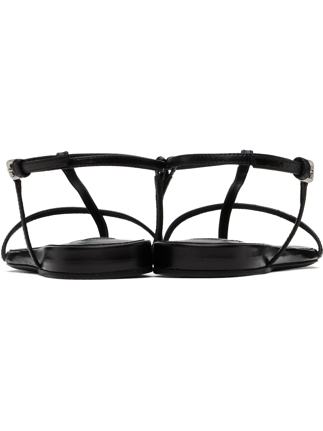 Black Square Toe Sandals - 2