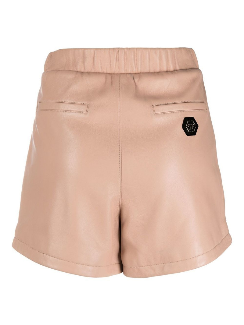 PHILIPP PLEIN crystal-embellished leather shorts outlook