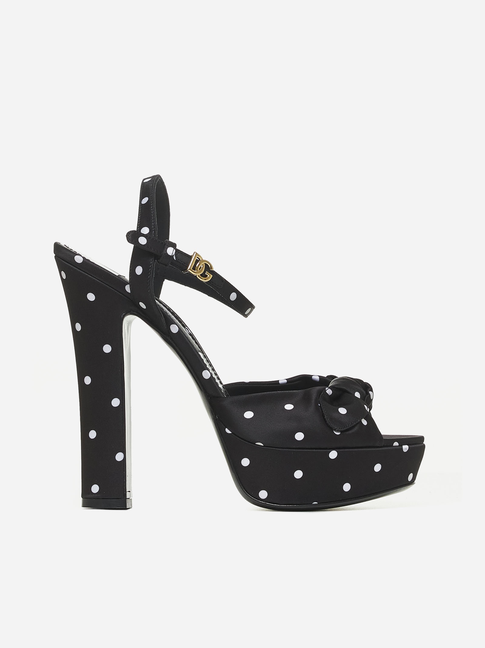 Polka dot satin platform sandals - 1