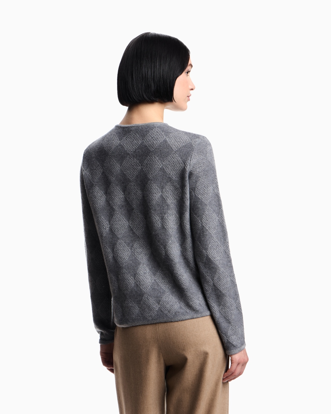 ICON WOOL-BLEND CARDIGAN WITH PLATED DIAMOND MOTIF - 3