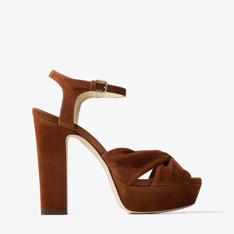 Heloise 120 Tan Suede Platform Sandals - 1