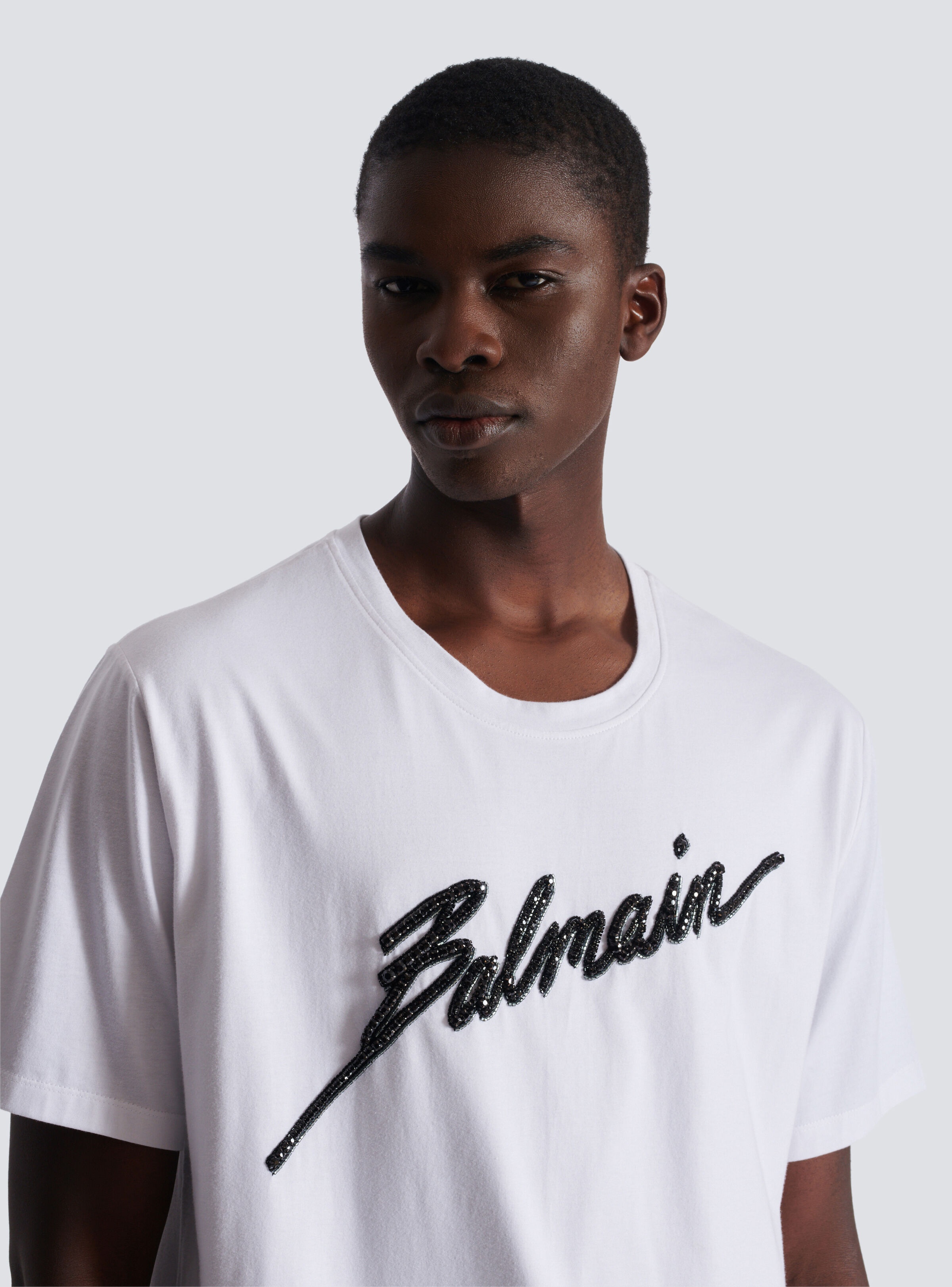 Embroidered Balmain Letter T-shirt - 7