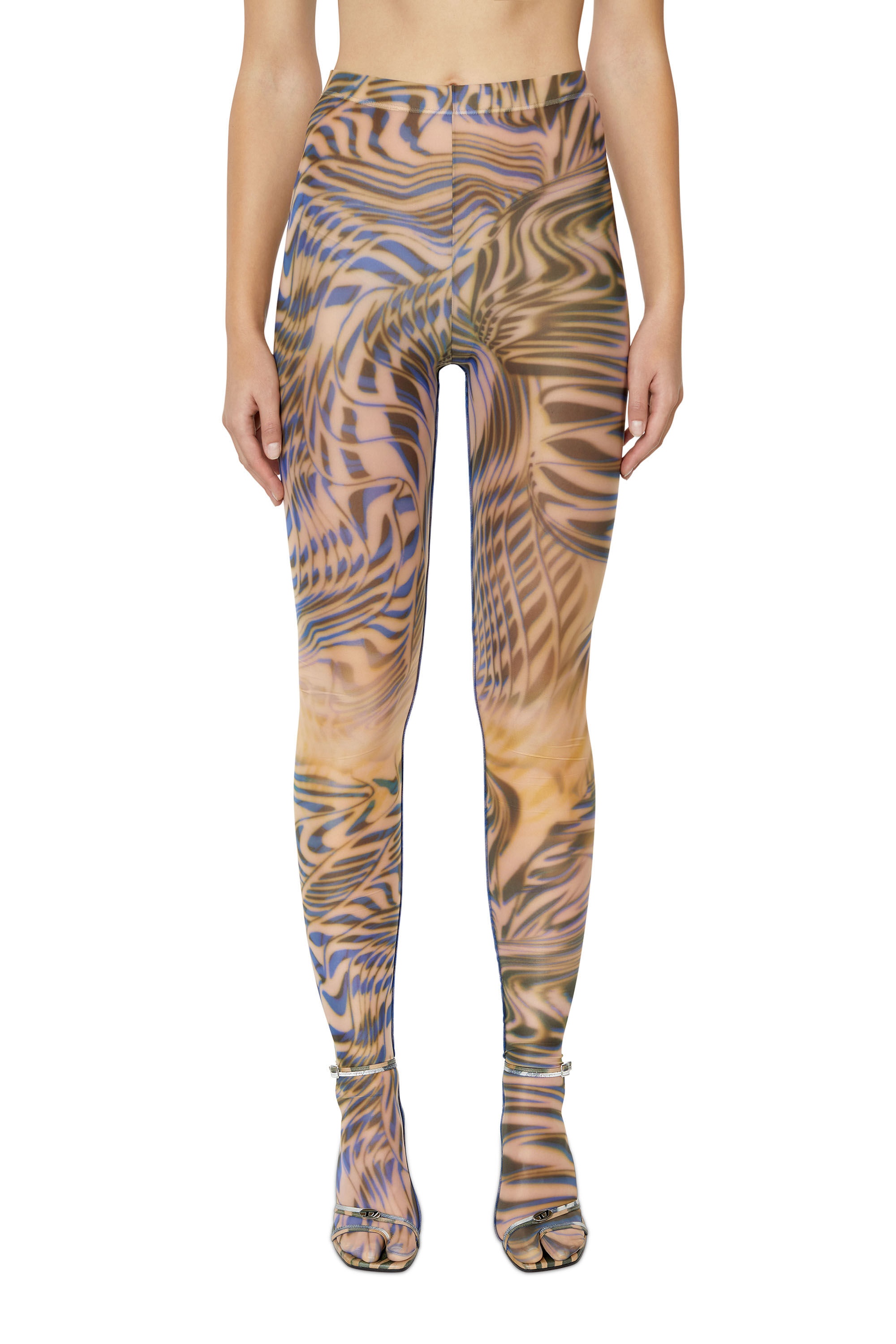 abstract-print footed leggings