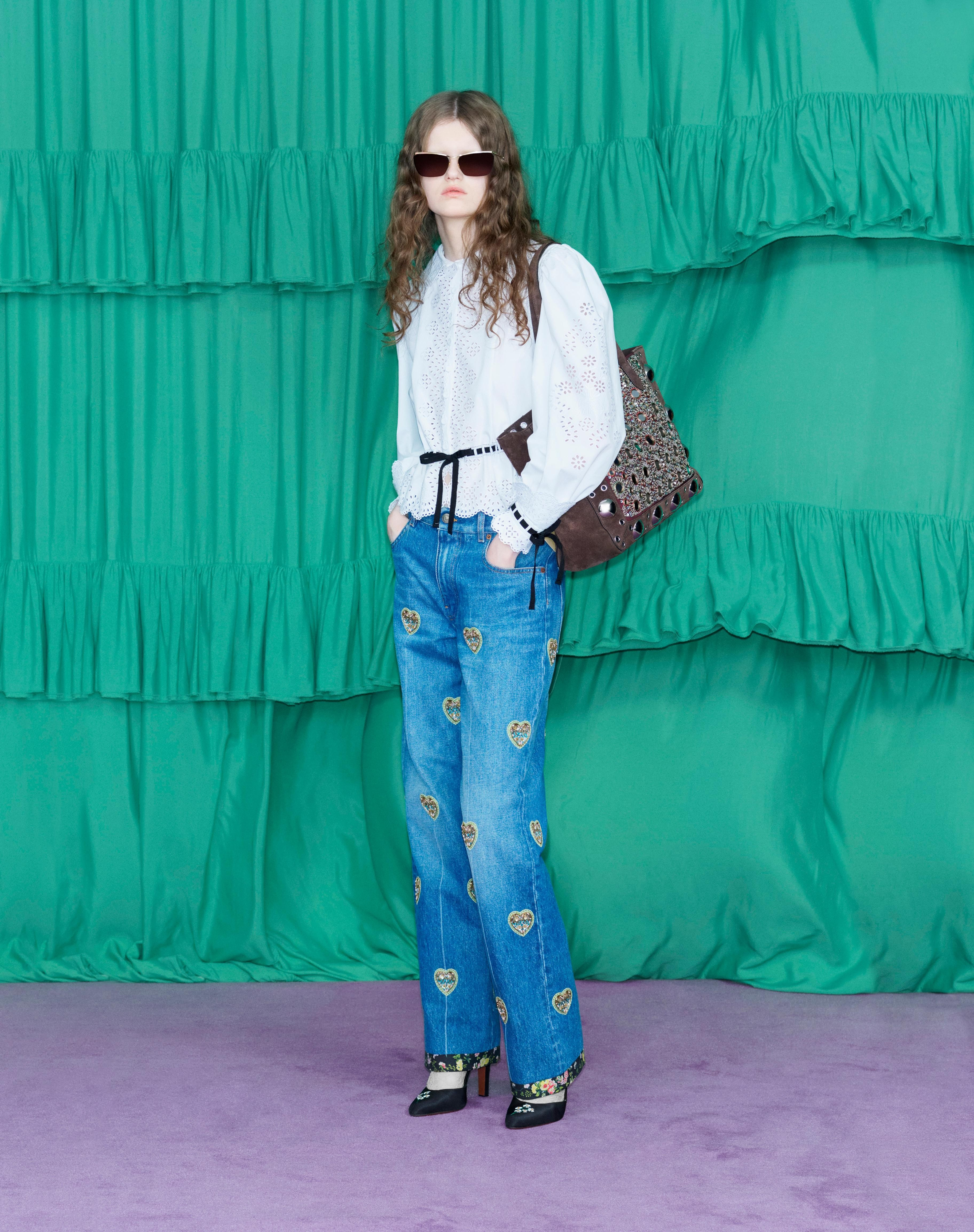 EMBROIDERED DENIM PANTS - 7