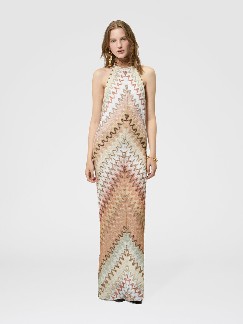 Missoni Long dress with halterneck neckline in zig zag lace outlook