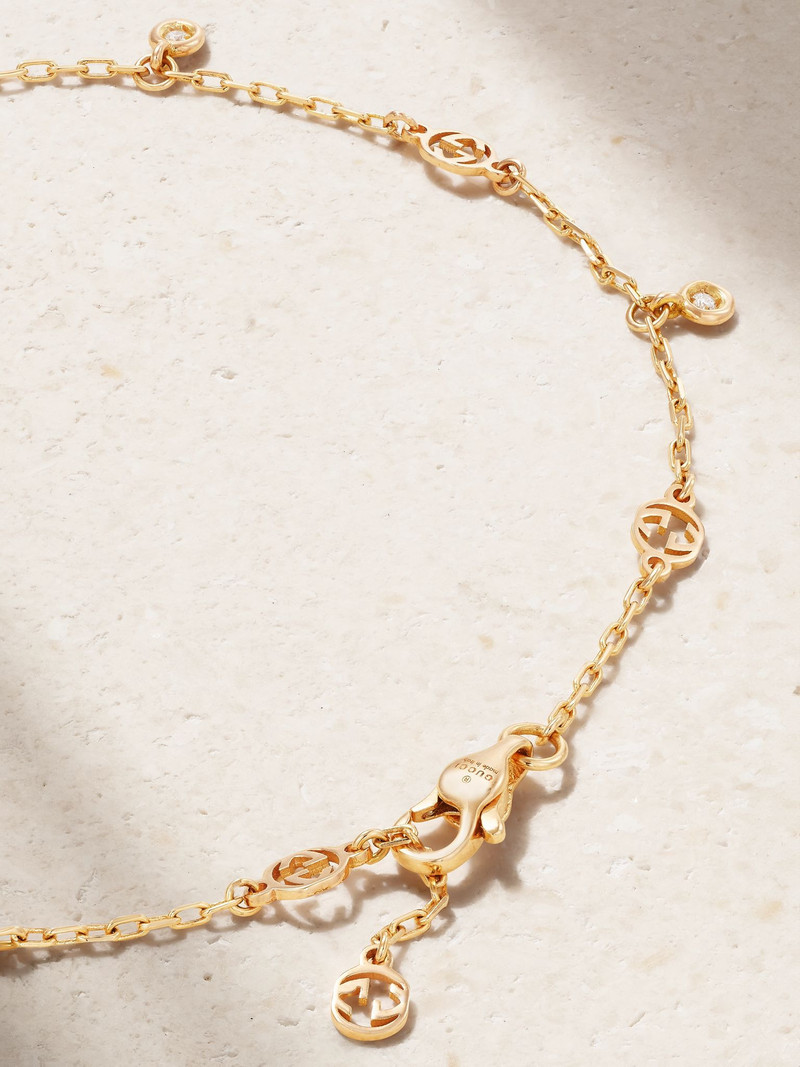 Interlocking G 18-karat rose gold diamond bracelet Gold 3
