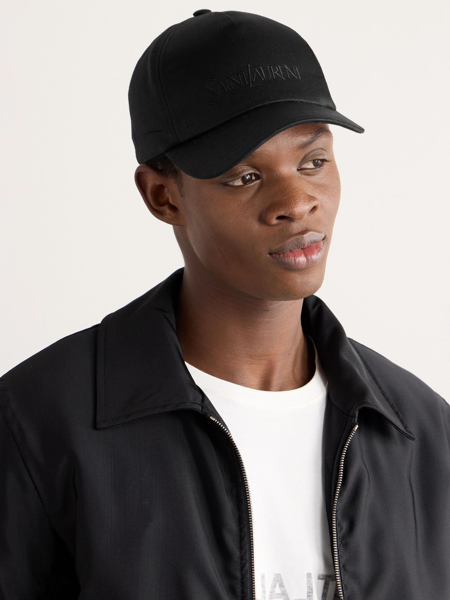 Logo-Embroidered Cotton and Linen-Blend Gabardine Baseball Cap Black - 2