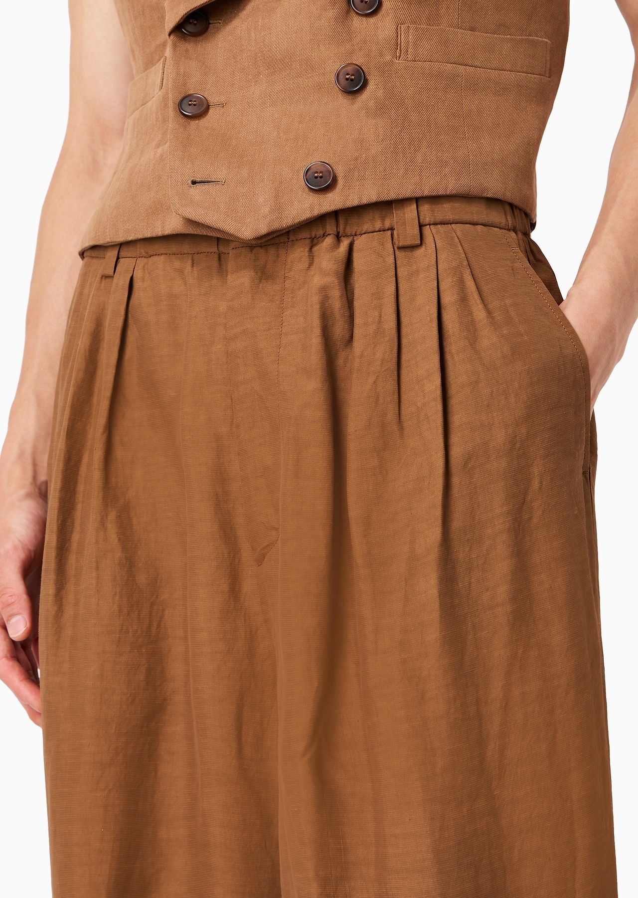 Viscose and linen canvas two-dart trousers - 5