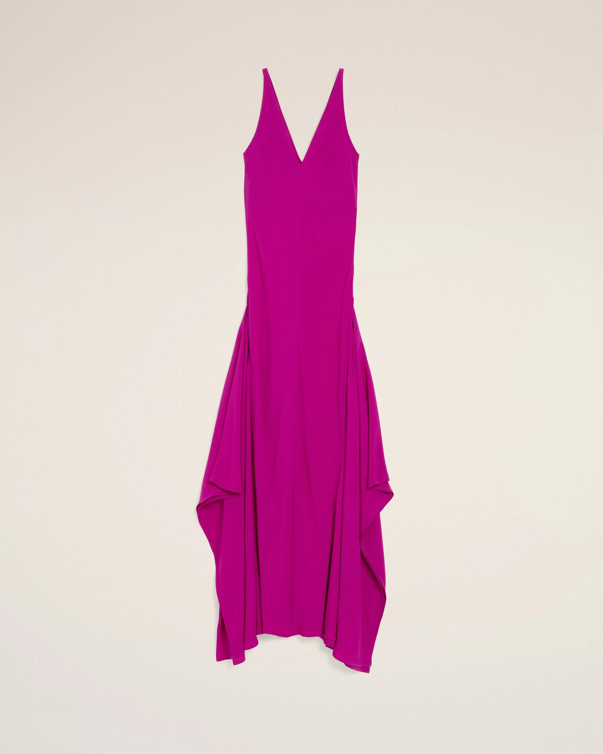 LONG PURPLE SILK-BLEND GODET DRESS - 1