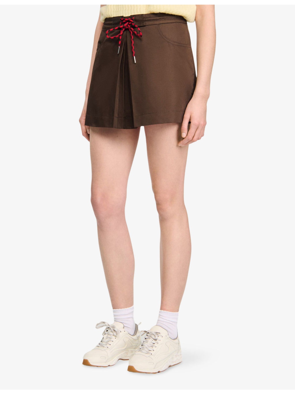 Tie-Waist Side-Pocket Cotton-Blend Skort - 3
