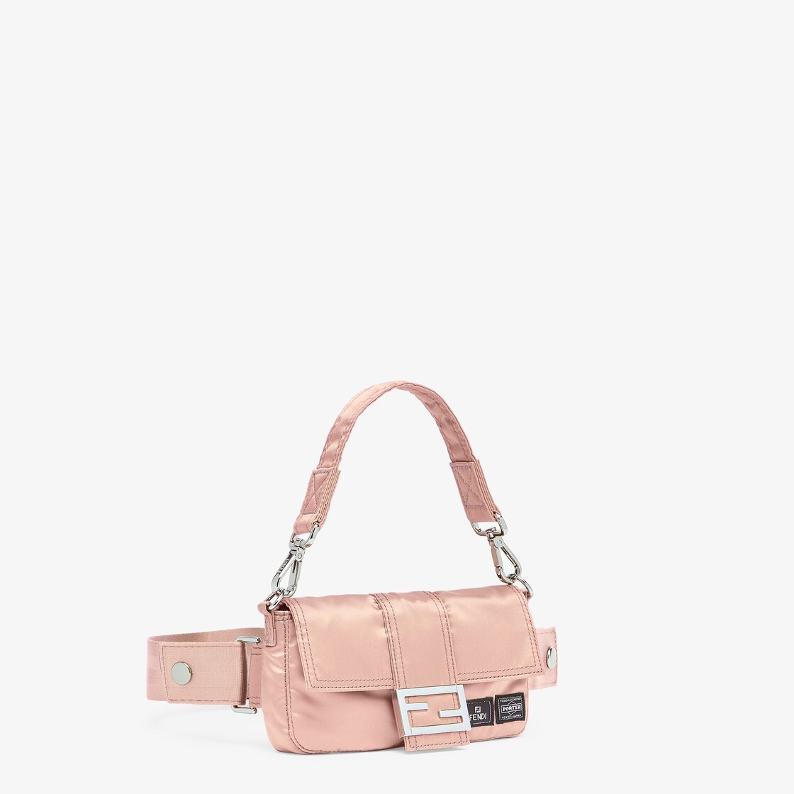Baguette mini mobile phone pouch made of strong, high performance pink Porter® nylon with square fla - 2