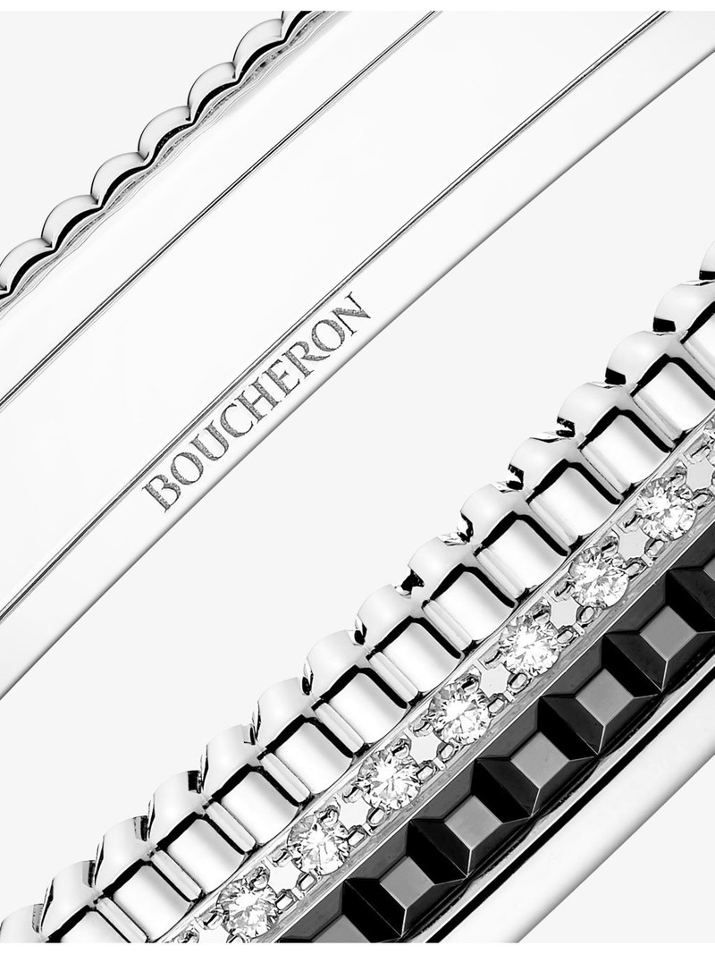 Boucheron Quatre Black Edition Small 18ct White-Gold, PVC and 0.78ct Brilliant-Cut Diamond Bracelet outlook