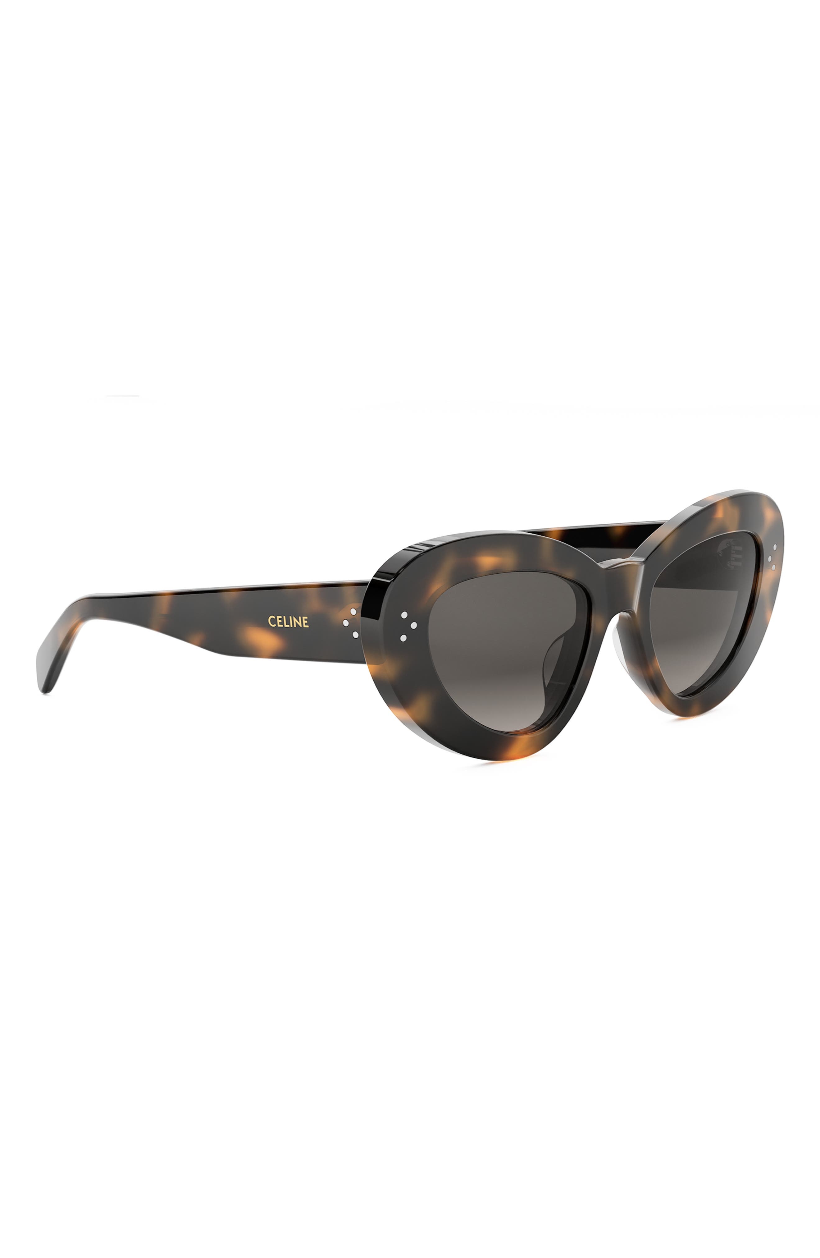CELINE Bold 3 Dots 52mm Cat Eye Sunglasses in Dark Havana /Gradient Brown at Nordstrom - 7