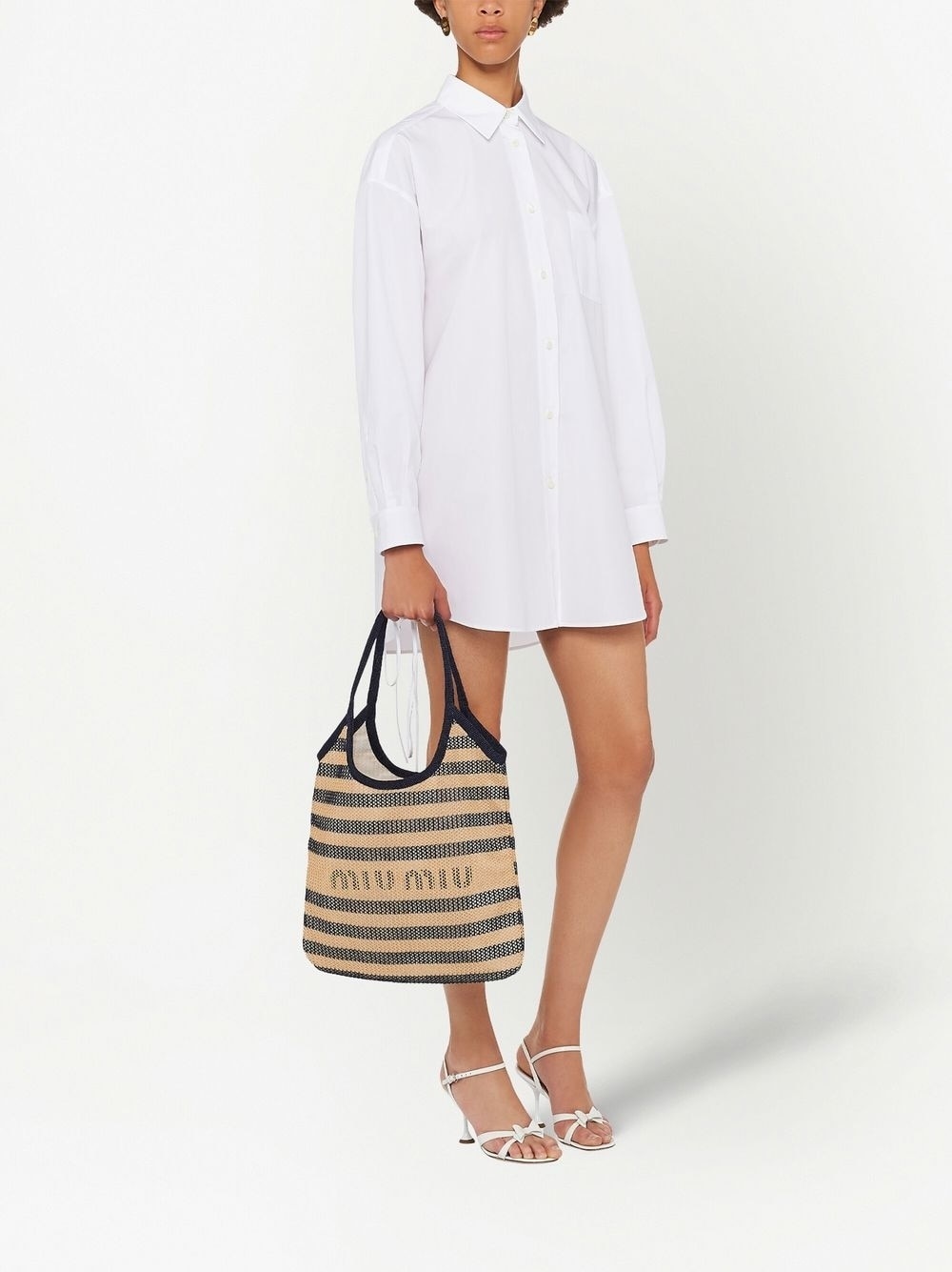 layered striped mesh tote bag - 2