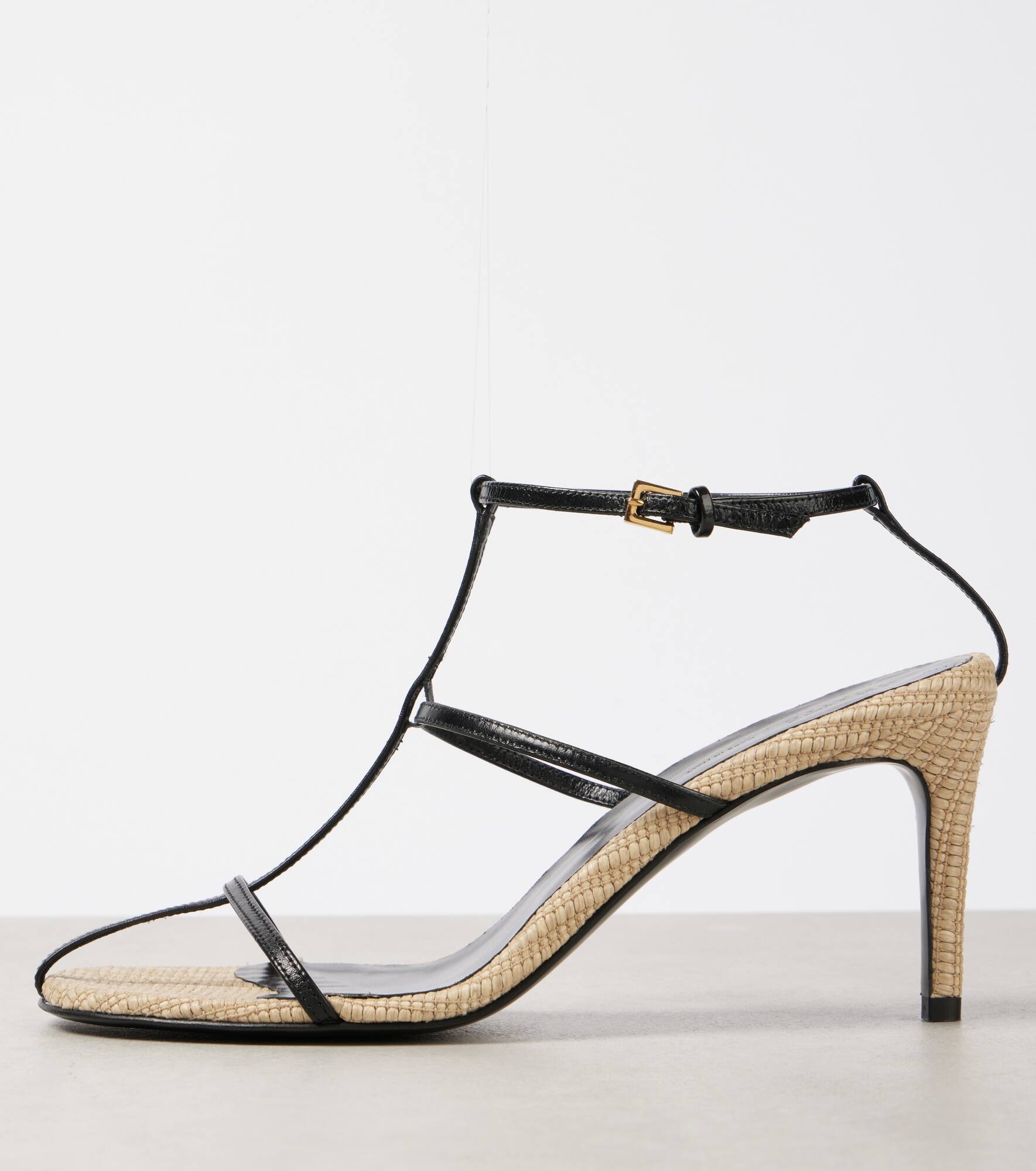 Cage 75 leather raffia-trimmed sandals - 5