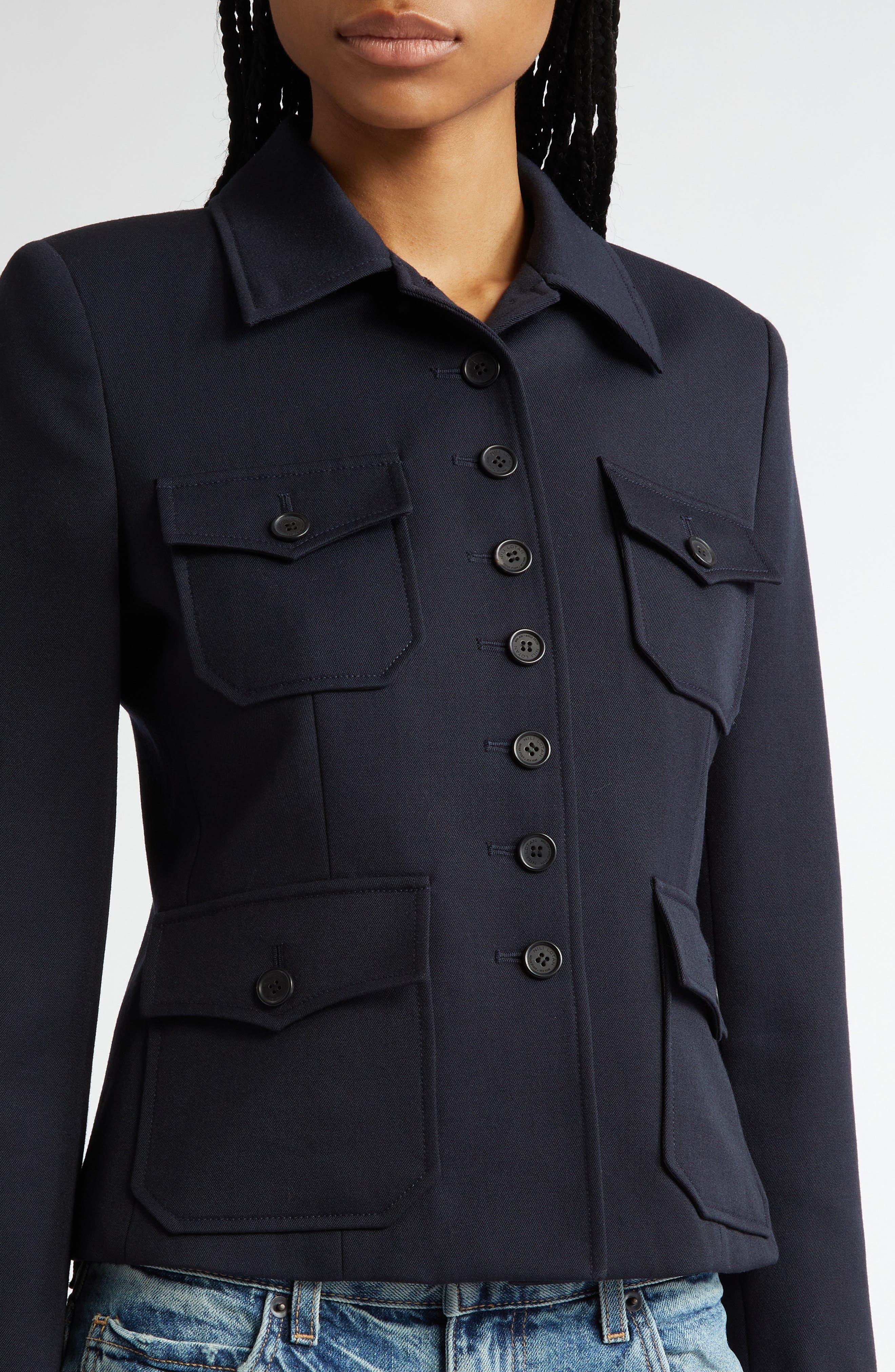 Nili Lotan Jamison Virgin Wool Jacket in Midnight at Nordstrom - 5