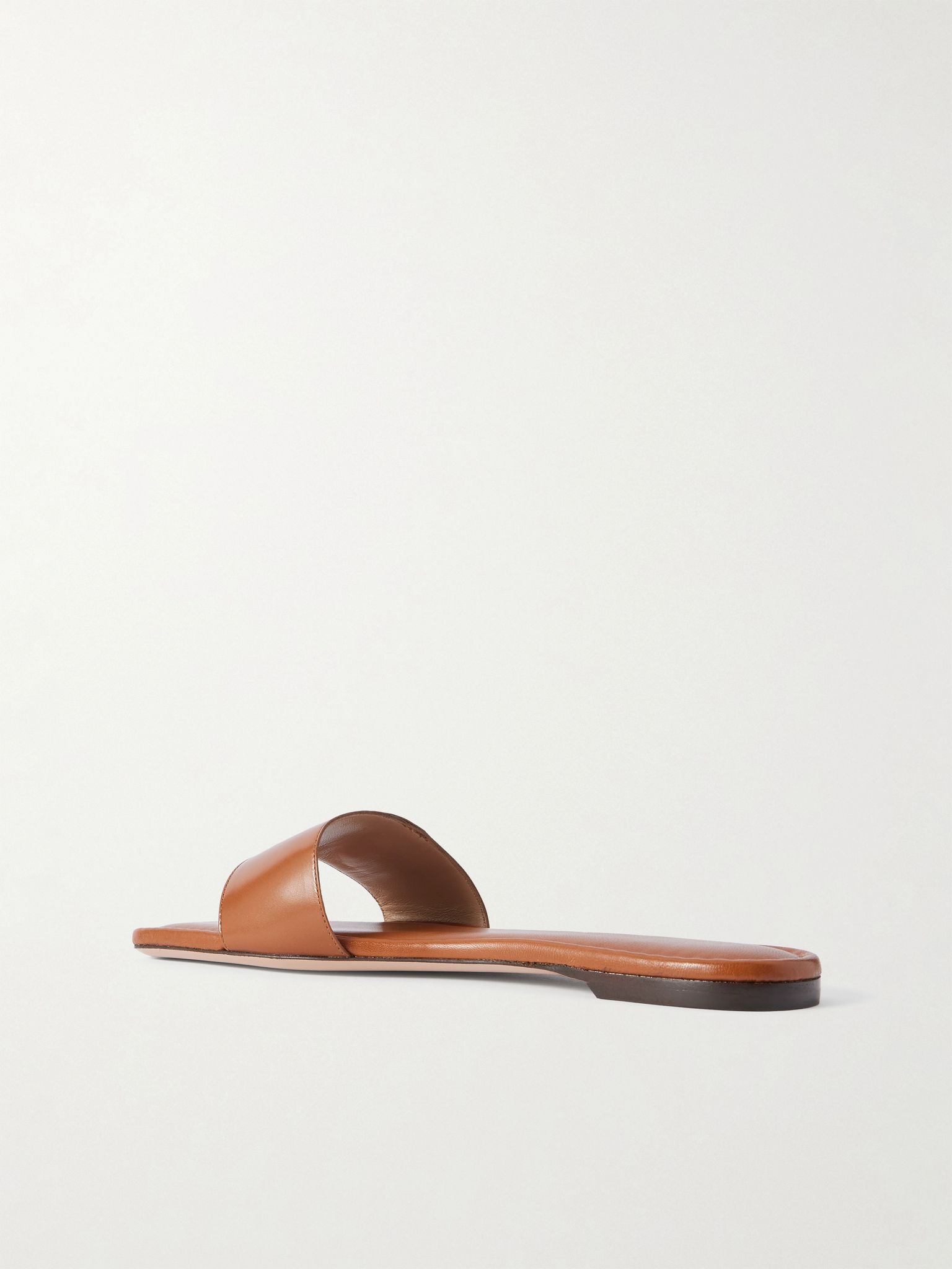 Embellished leather slides Tan - 3