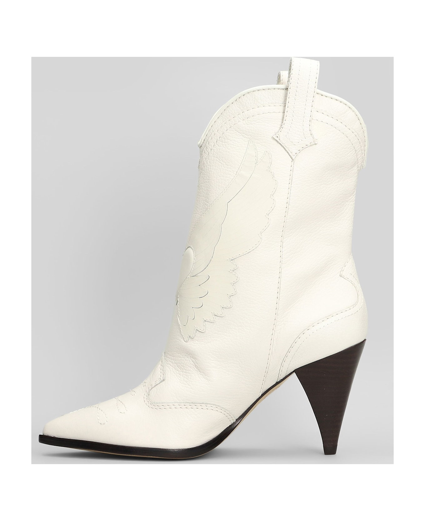Cherub Texan Ankle Boots In White Leather - 3