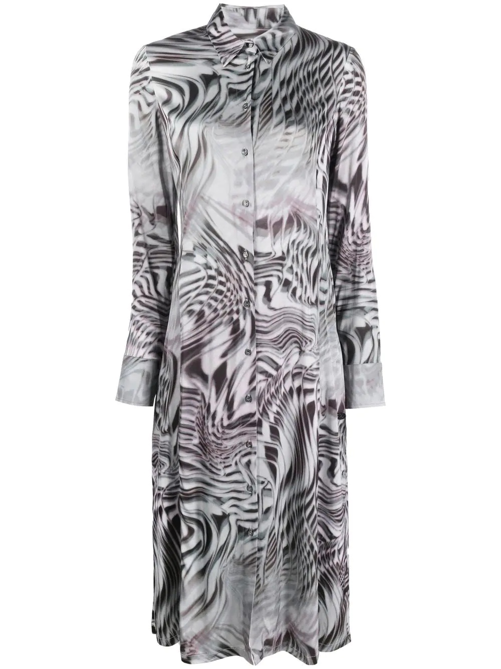 optical-print shirt dress - 1