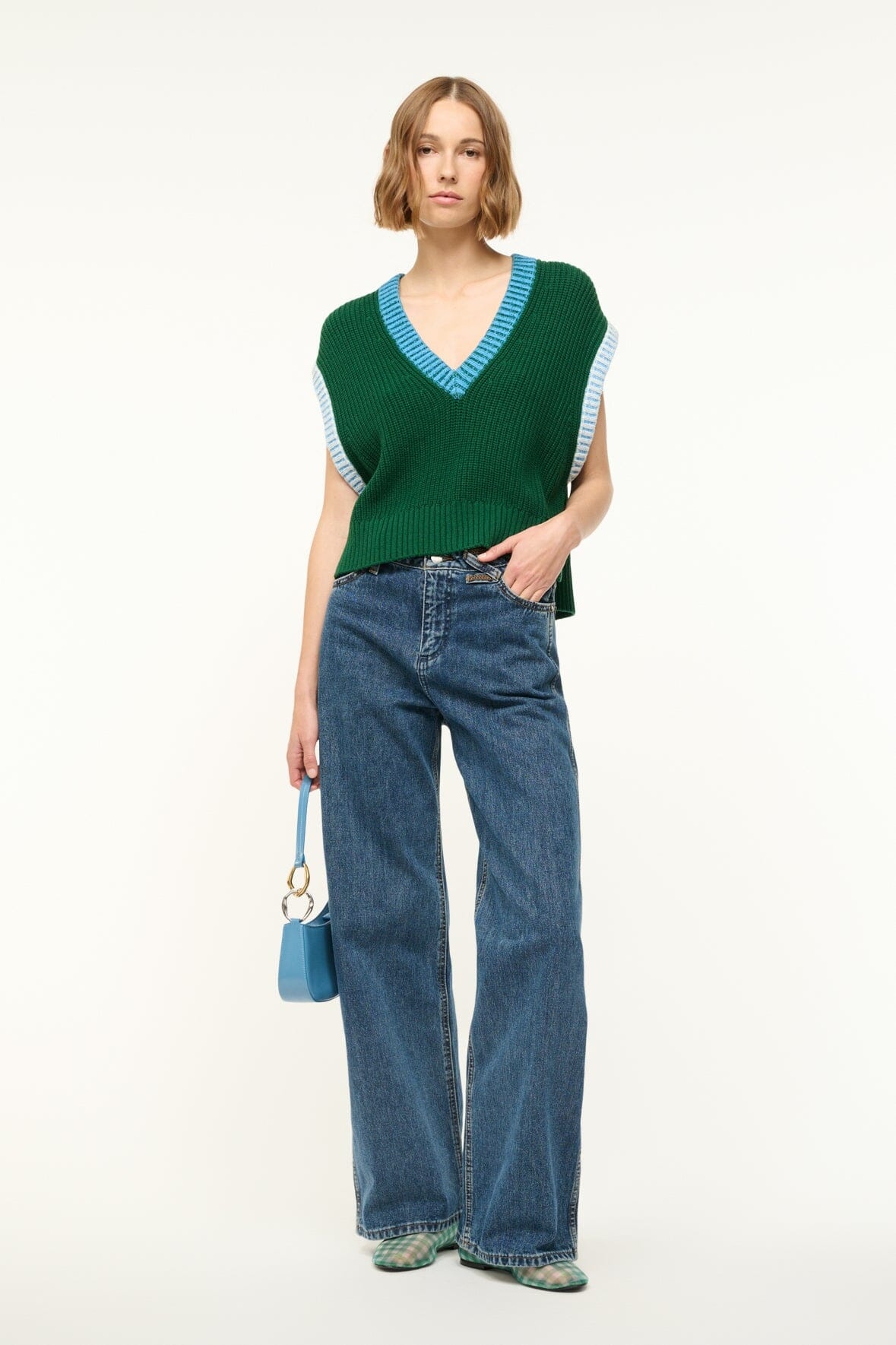 STAUD AMERICANA SWEATER JUNGLE SKY IVORY - 4