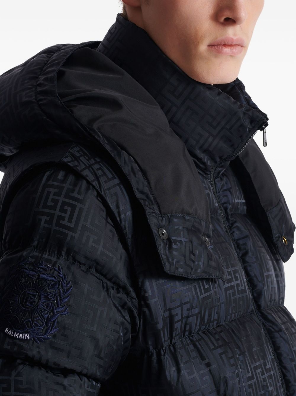 monogram-jacquard padded jacket - 7