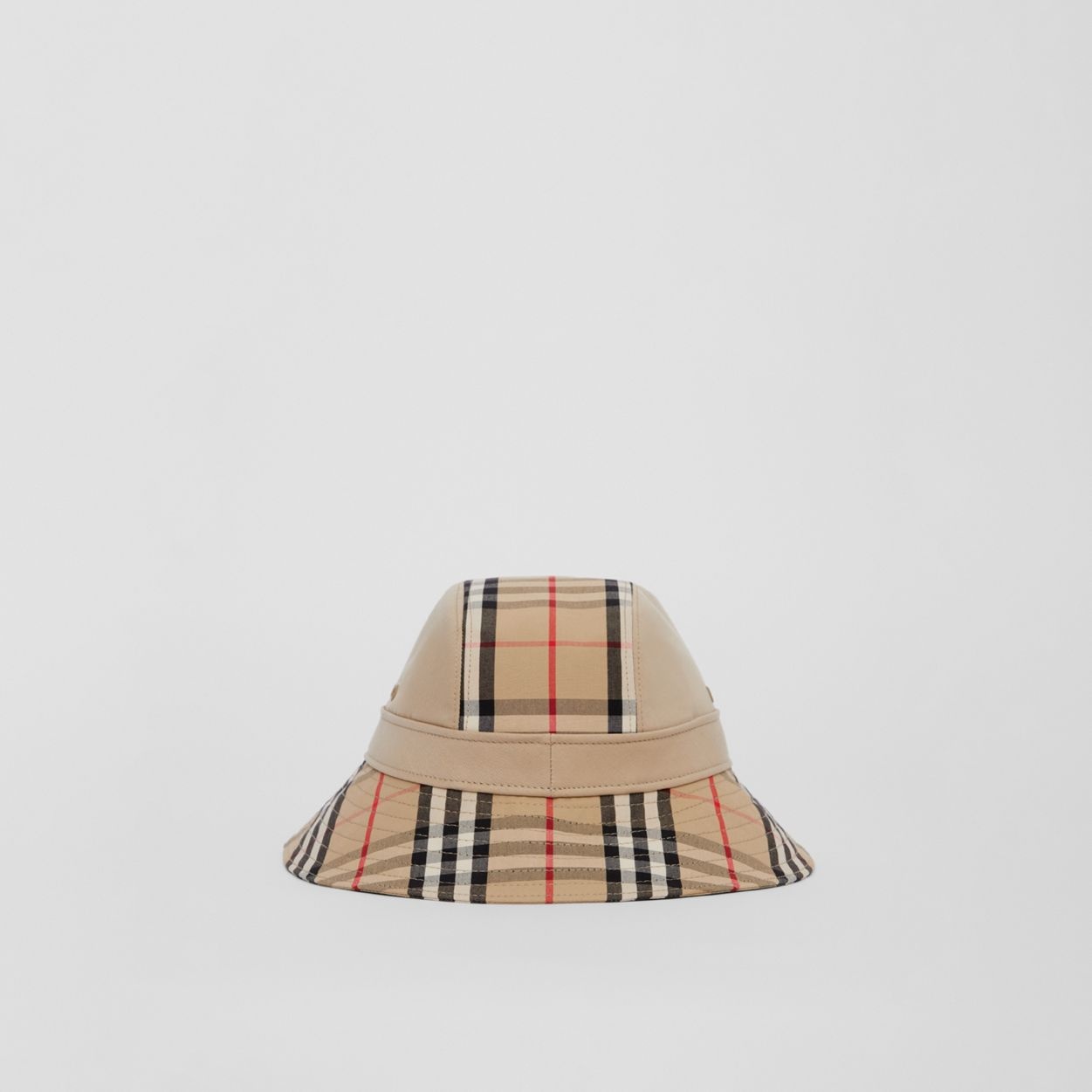 Vintage Check Panel Cotton Gabardine Bucket Hat - 3
