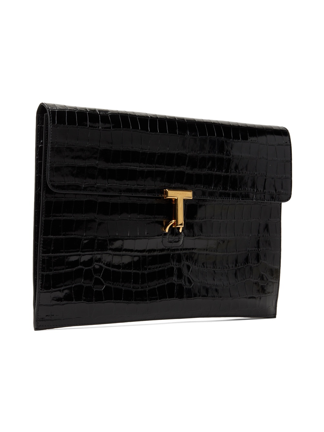 Black Croc-Embossed Pouch - 2