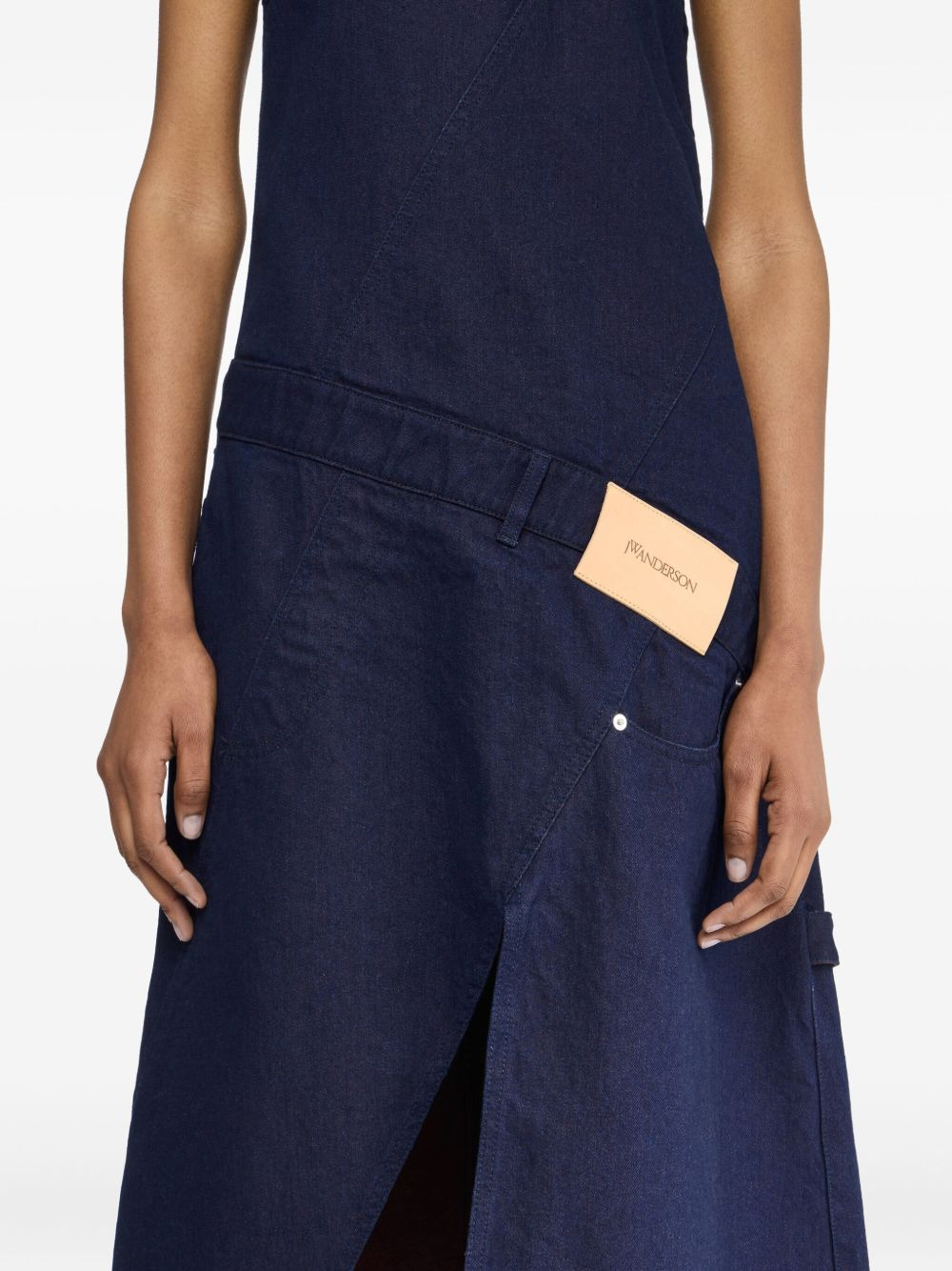 denim panelled midi dress - 3