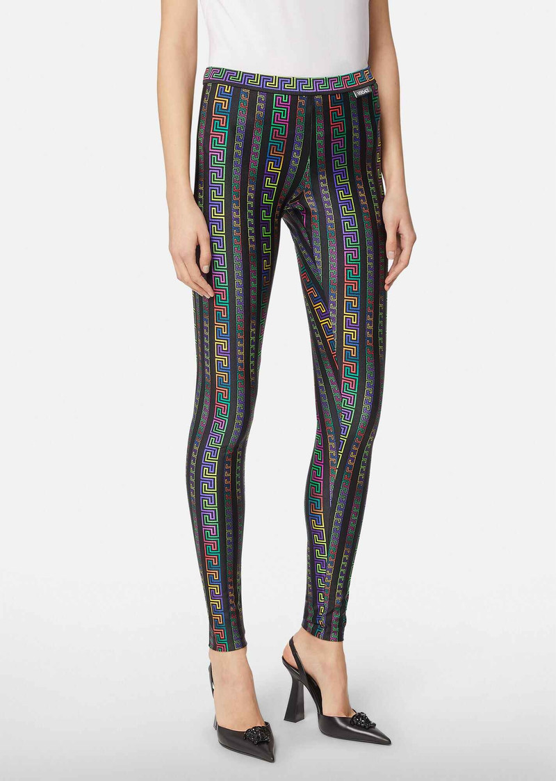 VERSACE Greca Neon Print Leggings outlook