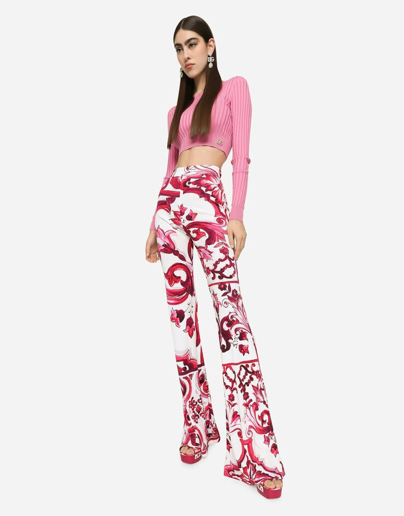 Cropped sweater in ribbed silk 5