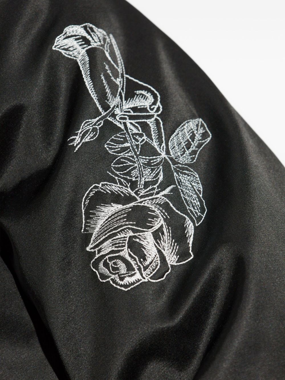 rose-embroidery satin bomber jacket - 5