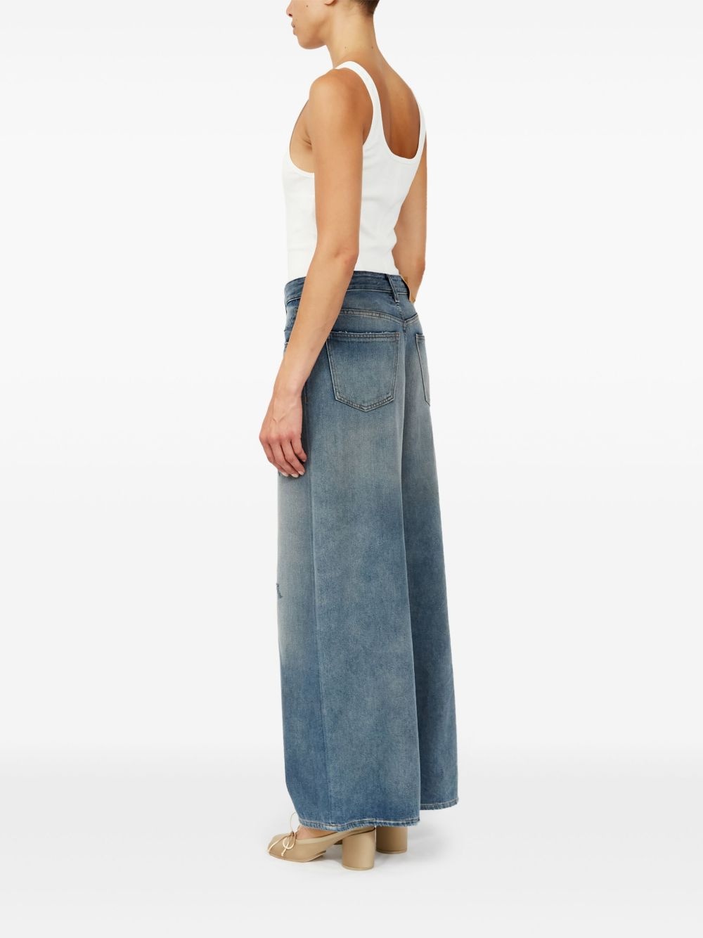 drawstring-waistband wide-leg jeans - 5