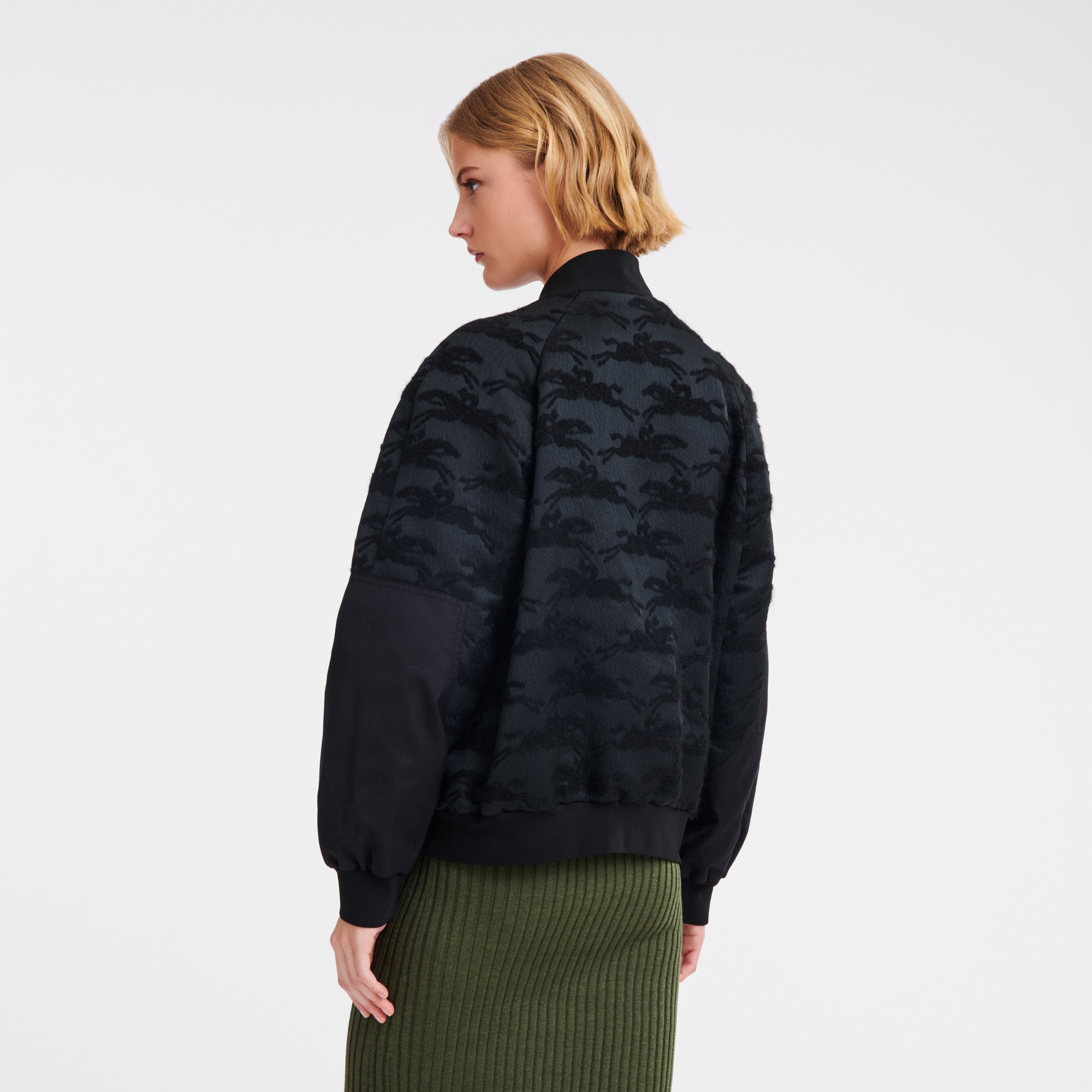 Bomber spirit short blouson Black - Jacquard fabric - 3