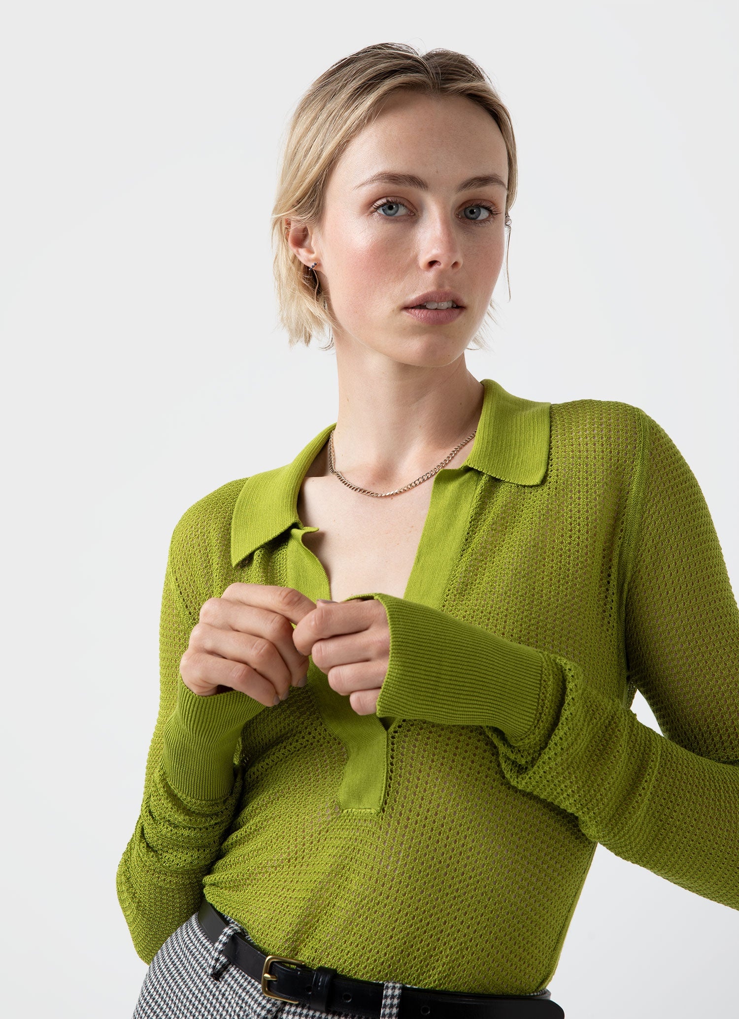 Edie Campbell Open Knit Silk Polo - 2