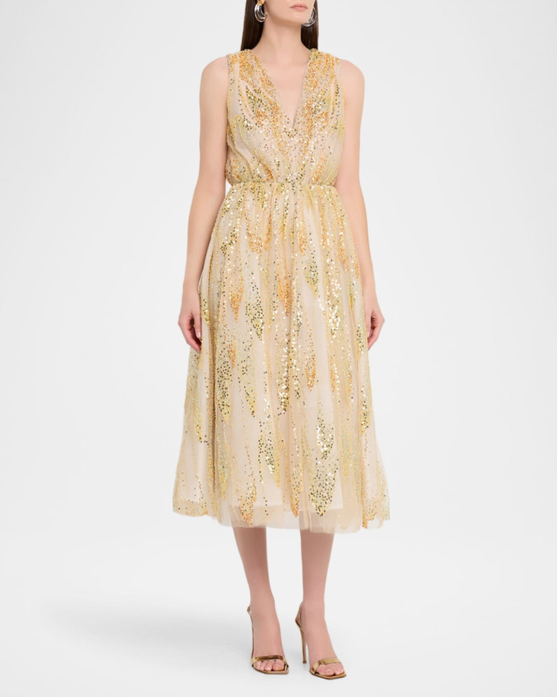 Tinsley Bead & Sequin Tulle Midi Dress 4