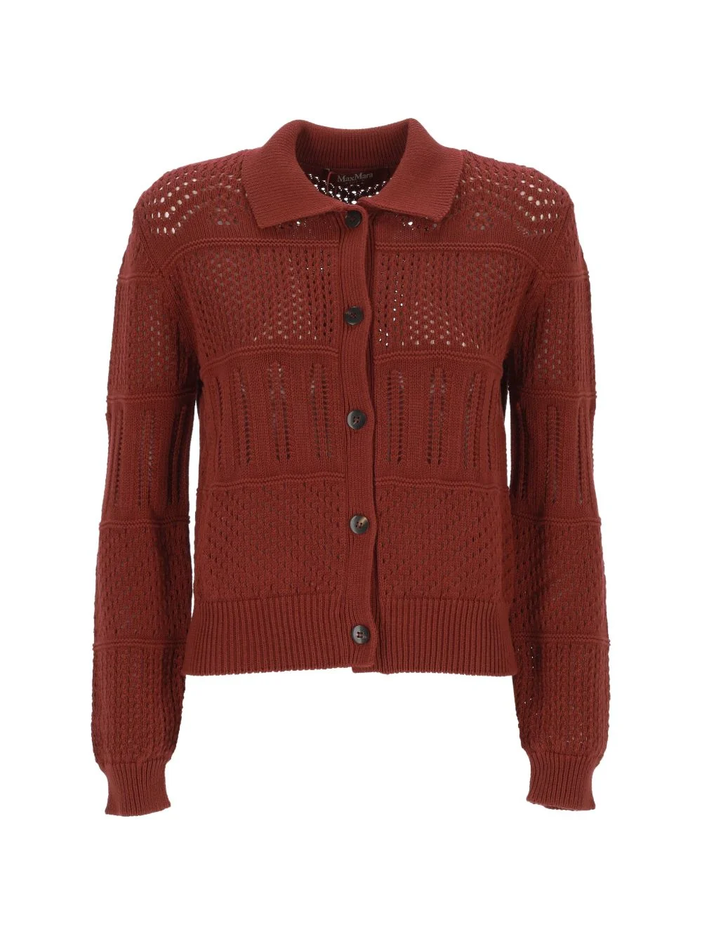 open-knit button-up cardigan - 1